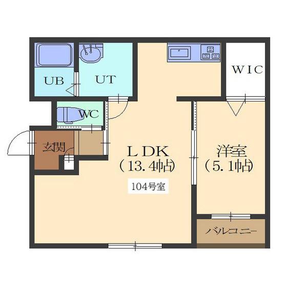 ノエル亀田本町(1LDK/1階)の間取り写真