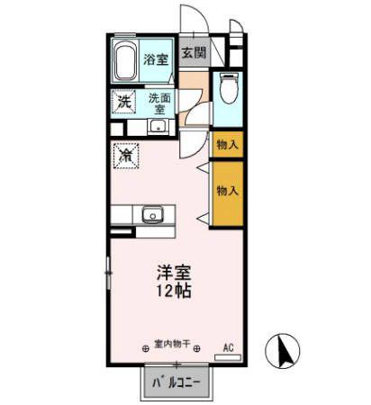 レジェンド ワコーB(ワンルーム/2階)の間取り写真