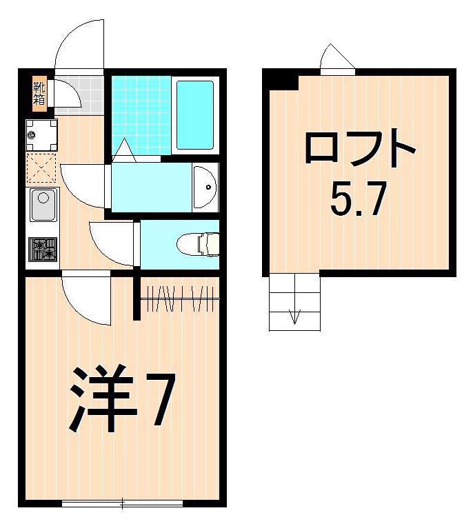 RING7(1K/1階)の間取り写真