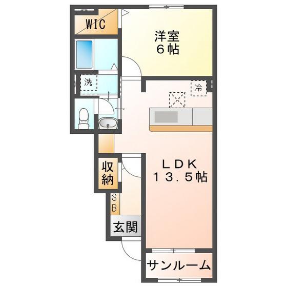 ファミール A棟(1LDK/1階)の間取り写真