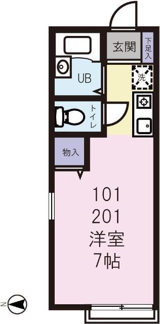 パルメゾンASKA(1K/2階)の間取り写真