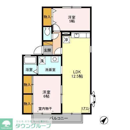 ラフィネF・G(2LDK/2階)の間取り写真