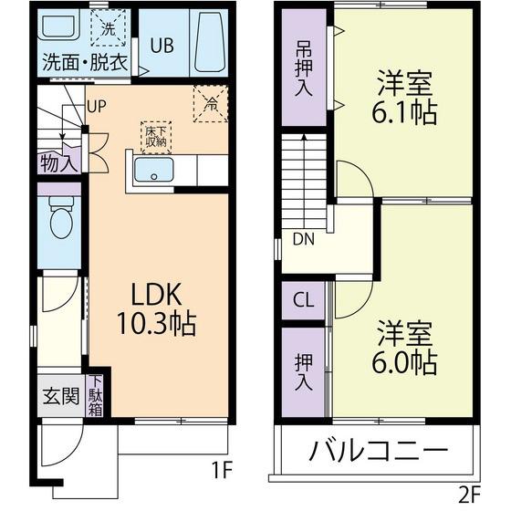 ルーチェ B(2LDK/1階)の間取り写真