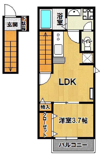 マルヒロA/B(1LDK/2階)の間取り写真