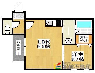 CHERIM花畑I(1LDK/1階)の間取り写真