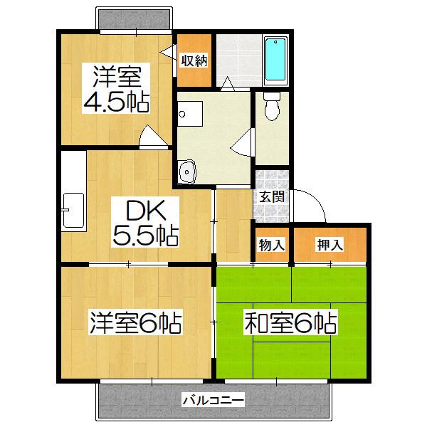 ファミールT・CACTⅠ(3DK/1階)の間取り写真