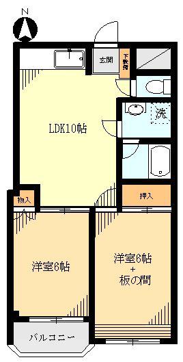 浅香コーポ(2LDK/3階)の間取り写真