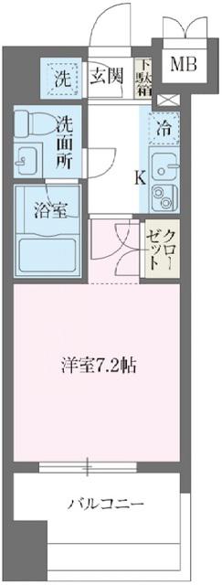 パシフィックレジデンス芝一丁目(1K/8階)の間取り写真
