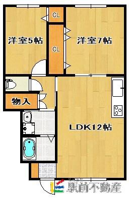 ハイツタダクマVアパート(2LDK/1階)の間取り写真