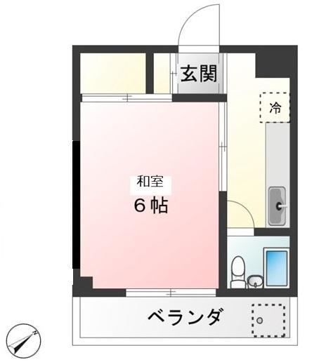 フローラ北小岩(1K/1階)の間取り写真