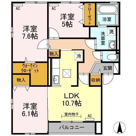 ジュエル・ガーネット(3LDK/1階)の間取り写真