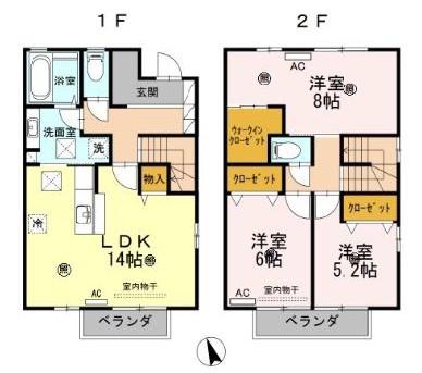 イムウッド山の手A棟(3LDK/1階)の間取り写真