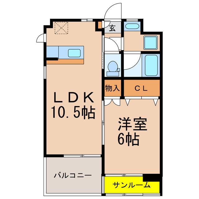 ローズモント・リュクス(1LDK/4階)の間取り写真