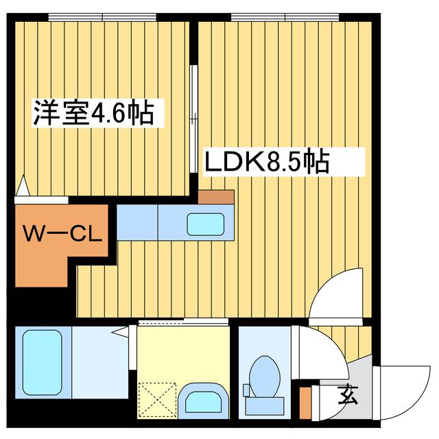 地下鉄東豊線 元町駅(札幌) 徒歩2分 4階建 築5年(1LDK/2階)の間取り写真