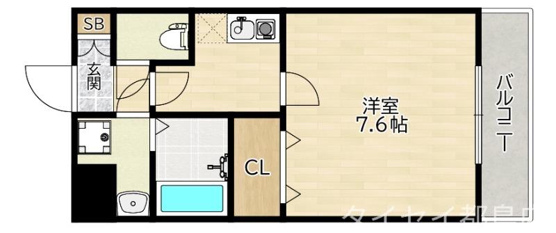 メッセージ大工大前(1K/3階)の間取り写真