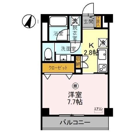 ＪＲ埼京線 与野本町駅 徒歩4分 3階建 築2年(1K/3階)の間取り写真