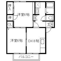 ヴィルヌーブ(2DK/2階)の間取り写真