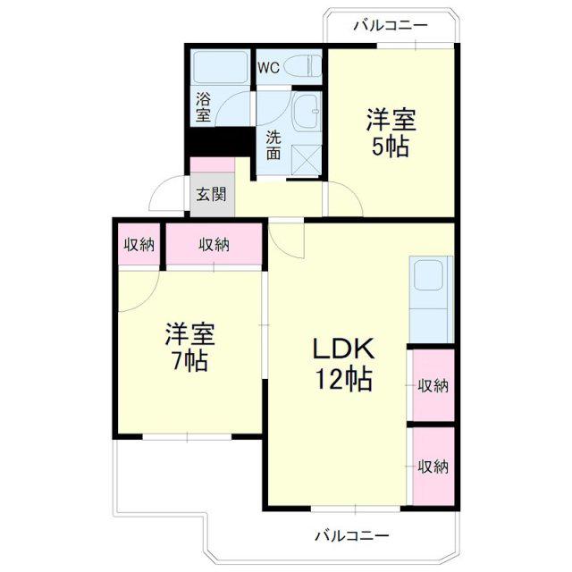 カーサプリマベーラ(2LDK/2階)の間取り写真