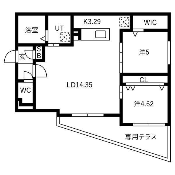 A-BIC厚別中央(2LDK/1階)の間取り写真