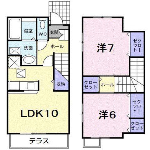 セレーノII(2LDK/1階)の間取り写真