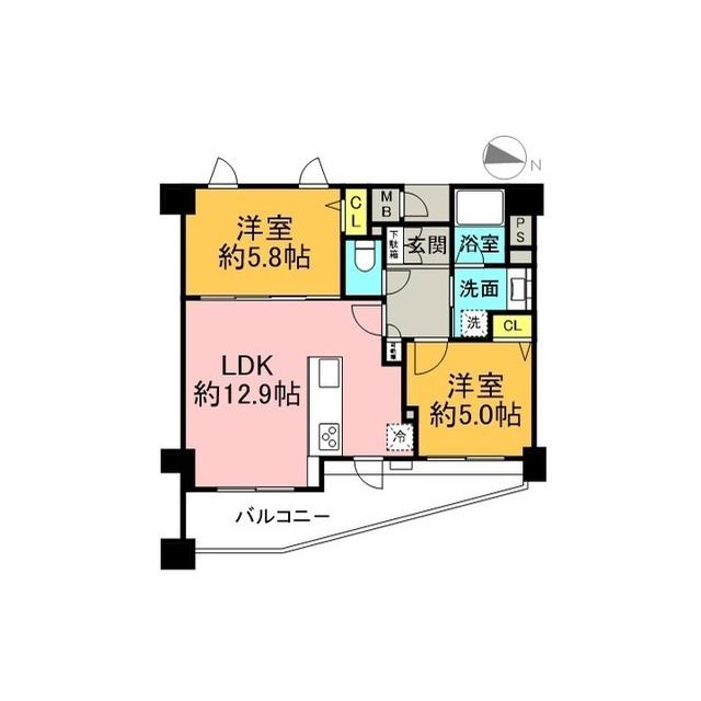 グランシティ川崎(2LDK/3階)の間取り写真