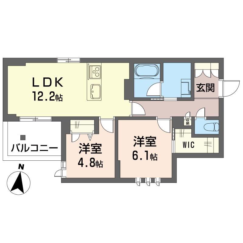 ラフィネ東川口(2LDK/3階)の間取り写真