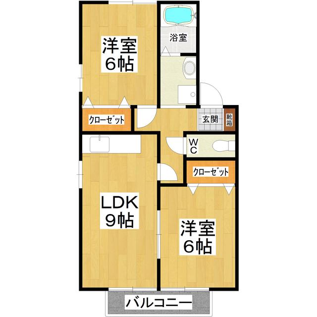 エスポアールA棟(2LDK/2階)の間取り写真