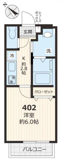 ソラーナ(1K/4階)の間取り写真