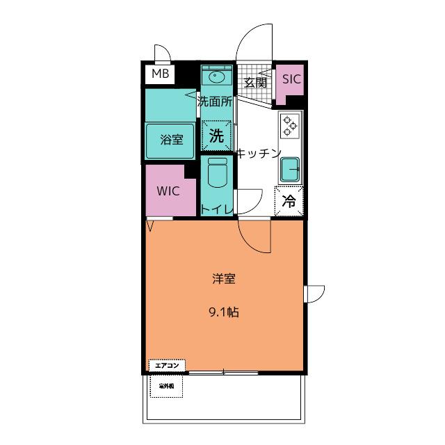 メゾンモンマルトル江場(1K/4階)の間取り写真