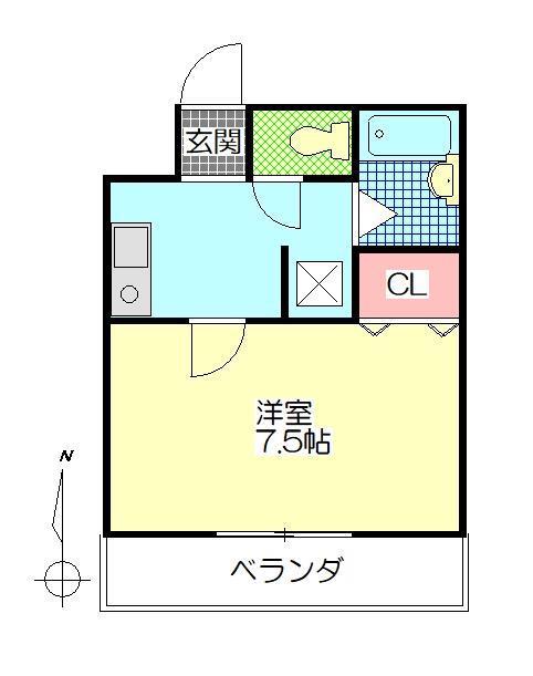 ドリームマンション足立(1K/1階)の間取り写真