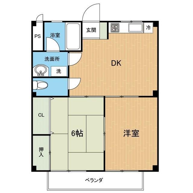 アメニティ出水III(2DK/1階)の間取り写真