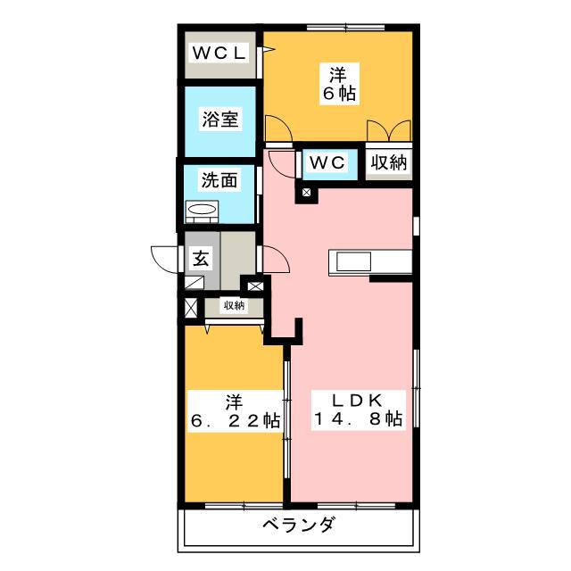 メゾン月声(2LDK/3階)の間取り写真