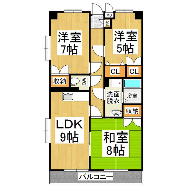 メゾンシャルム(3LDK/1階)の間取り写真