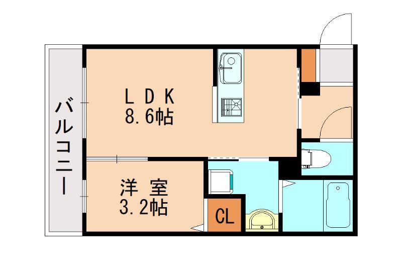 フィ―リックス和白丘(1LDK/2階)の間取り写真