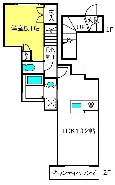 パレス氷川(1LDK/2階)の間取り写真