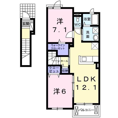 キャトル セゾン(2LDK/2階)の間取り写真