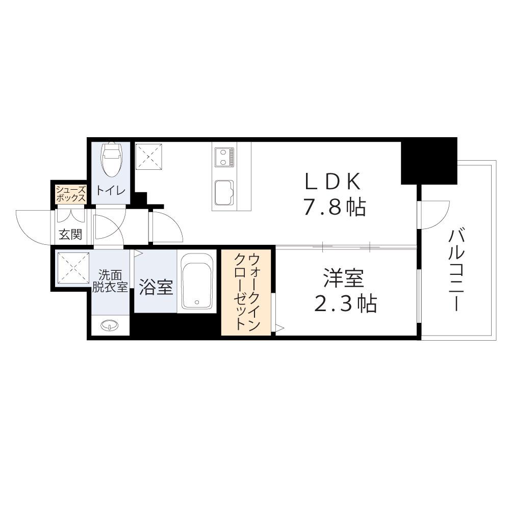 ファステート難波ミライズ(1DK/6階)の間取り写真