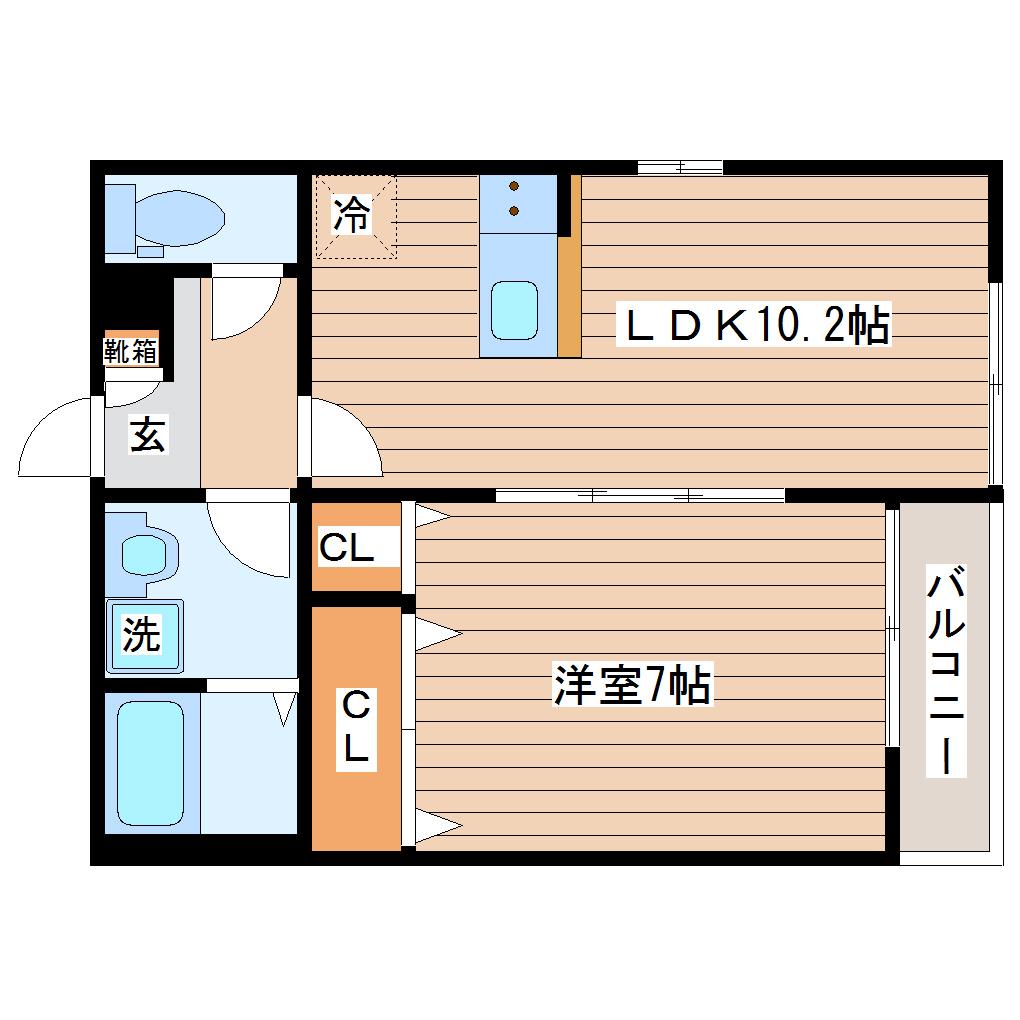 VILLA AGAPANTHUS(1LDK/1階)の間取り写真