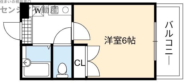 ソレイユ三ツ島(1K/2階)の間取り写真