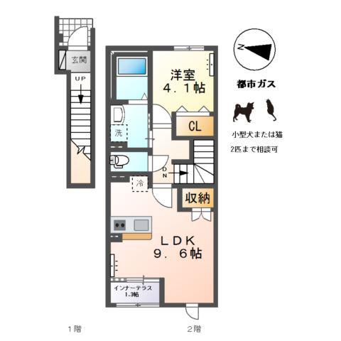 萩原町アパート(1LDK/2階)の間取り写真
