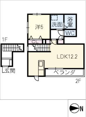 ヘーベルメゾン三郷(1LDK/2階)の間取り写真