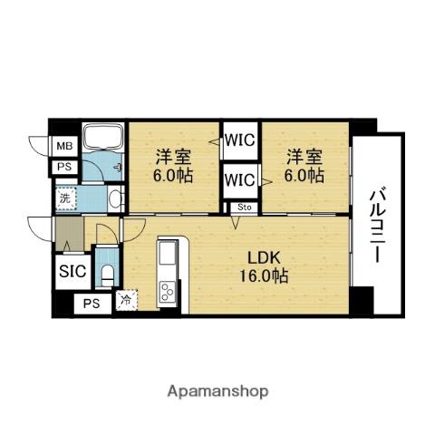 クレリア新深江(1SLDK/6階)の間取り写真