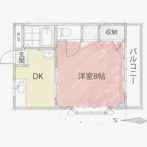 ルミナス箕面(1DK/2階)の間取り写真