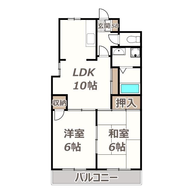 キャピタルK(2LDK/4階)の間取り写真