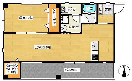 フォーチュン小戸(1LDK/2階)の間取り写真