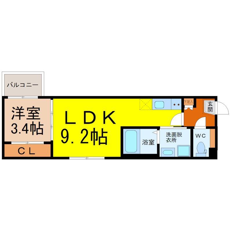 北区東水切町四丁目コーポ(1LDK/2階)の間取り写真