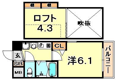 エステムコート三宮イーストポルトマーレ(1K/8階)の間取り写真