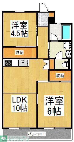 パークワイズ東村山(2LDK/2階)の間取り写真
