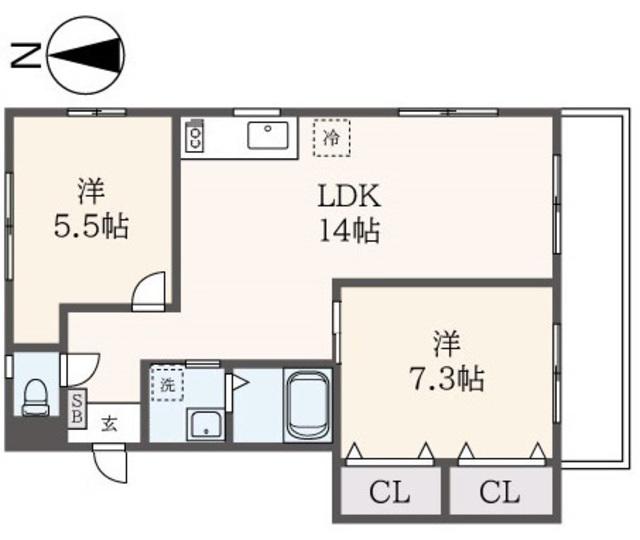 コーポいずみ(2LDK/2階)の間取り写真