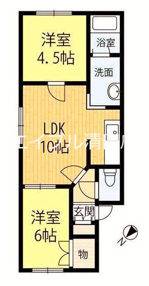 アクアトピアHIRO(2LDK/1階)の間取り写真